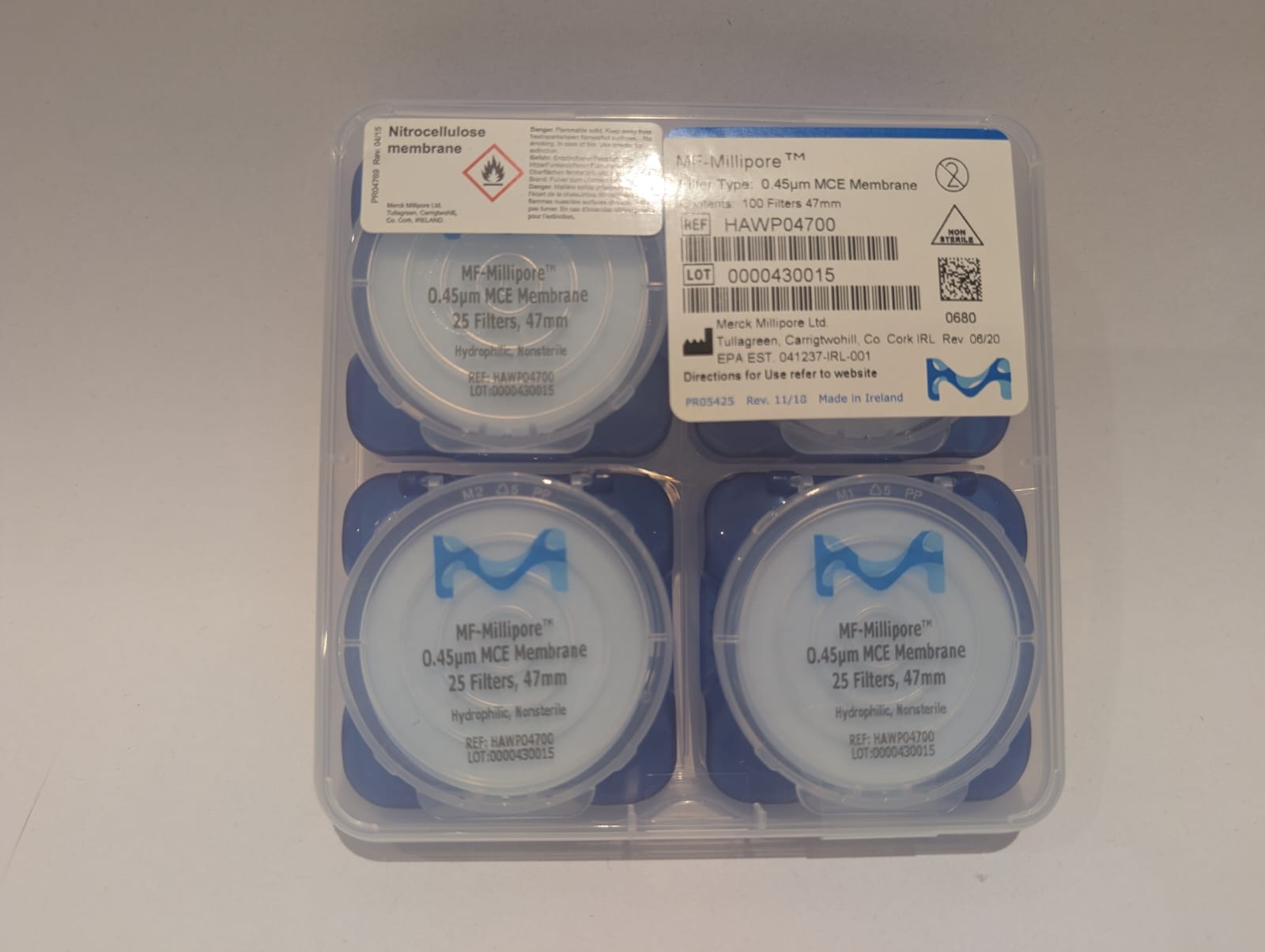 MEMBRANA DURAPORE, PVDF, HIDROFILA; 0.22 um, 47 mm, BLANCA, SUPERFICIE LISA