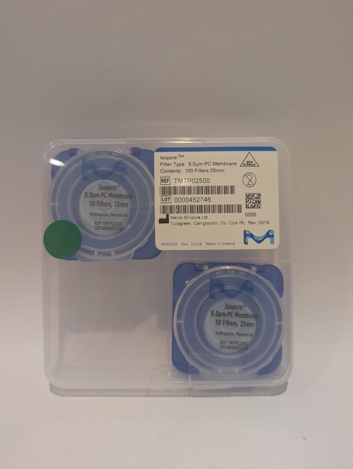 Membrane filter, round, Isopore, PC, 25 mm, 5,00 ?m, 100/pac